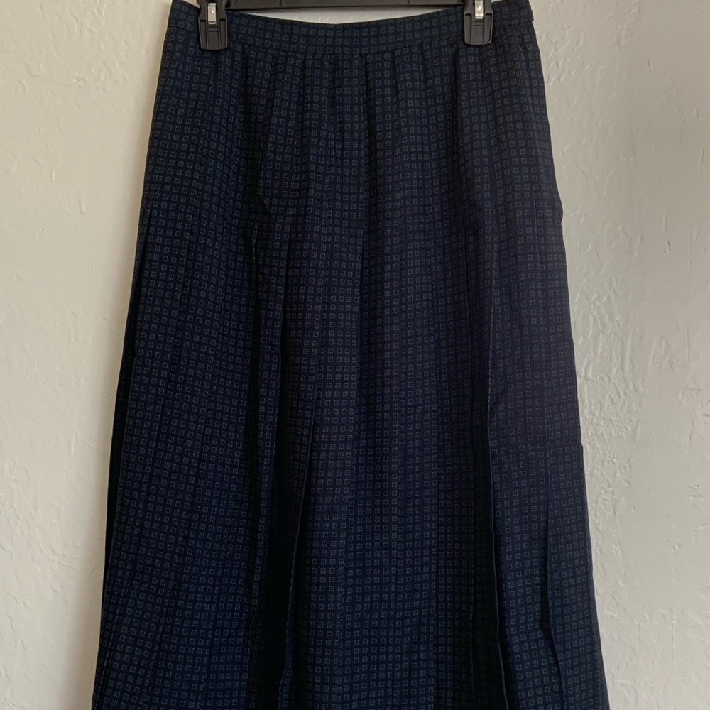 Vintage VTG Brooks Brothers Blue Green Patterned Pleated Maxi Skirt 12